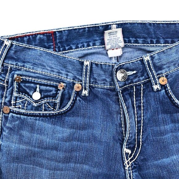 TRUE Religion Jeans Size 34 RICKY GIANT BIG T Blue - Picture 5 of 8